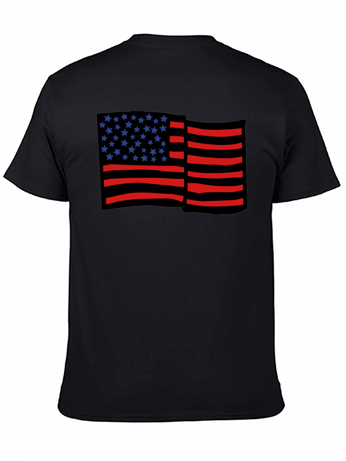 American Flag Graphic Print Black Tee