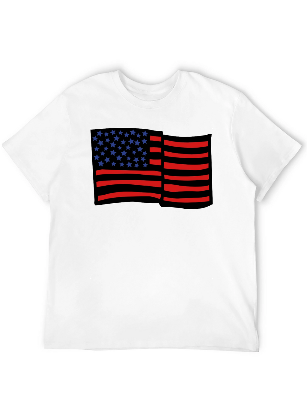 American Flag Graphic Print Black Tee