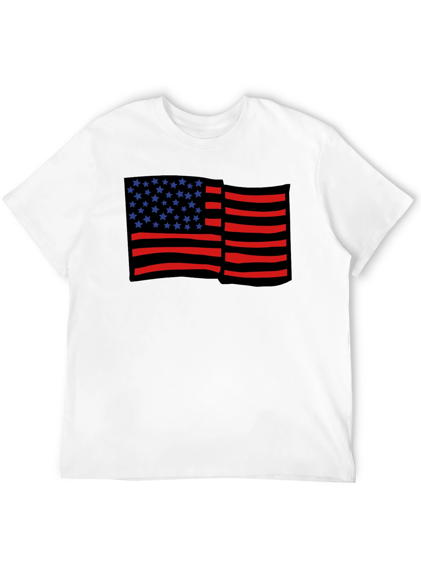 American Flag Graphic Print Black Tee
