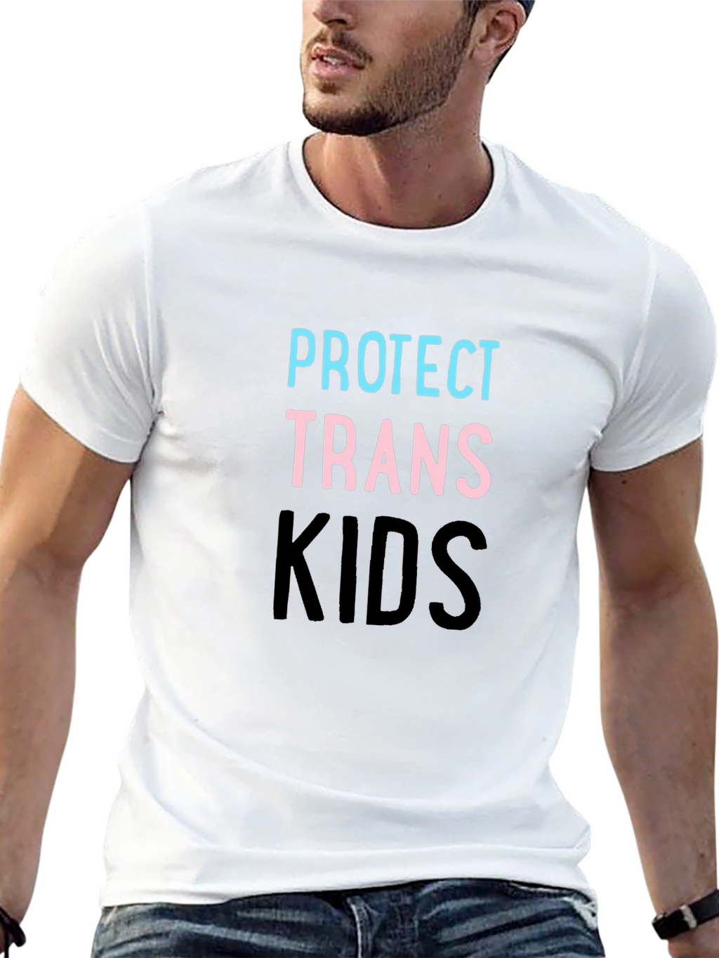 Protect Trans Kids T-Shirt - Black Cotton Blend Tee