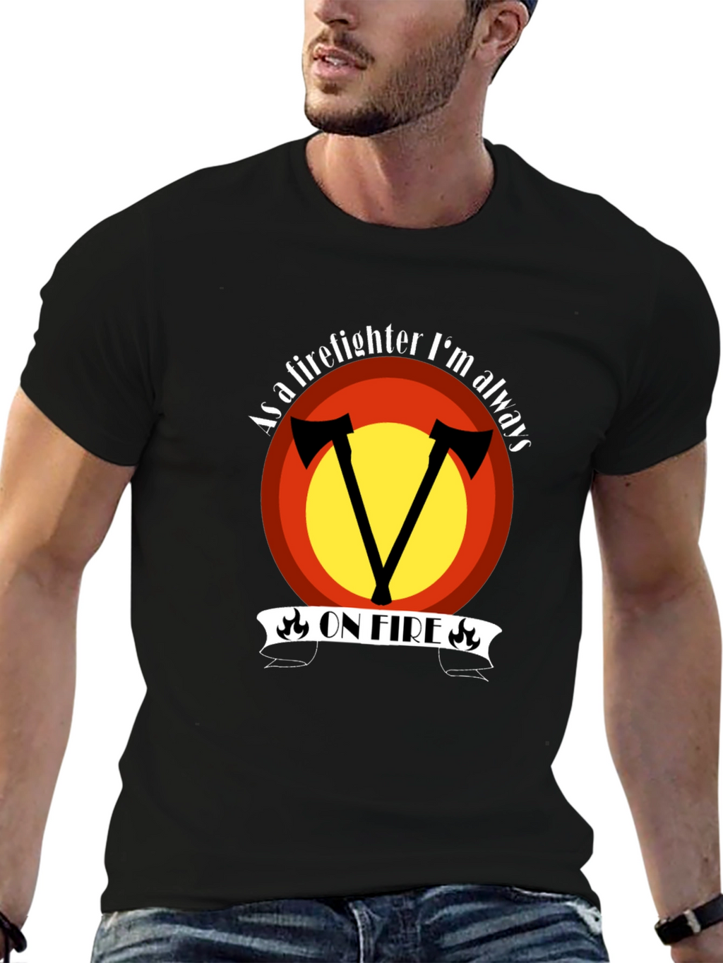 Firefighter On Fire Graphic Tee