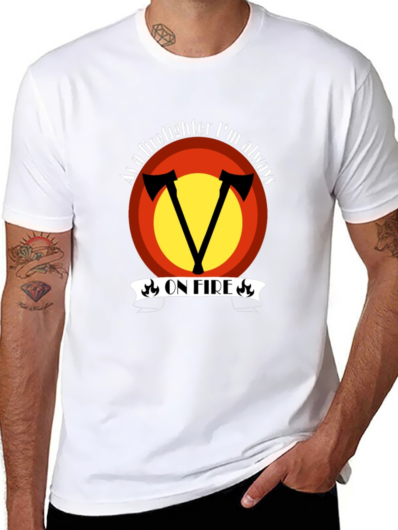 Firefighter On Fire Graphic Tee