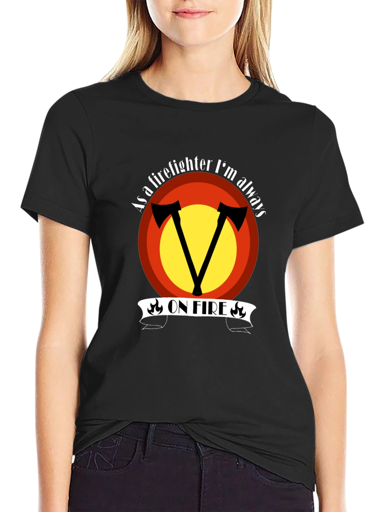 Firefighter On Fire Graphic Tee