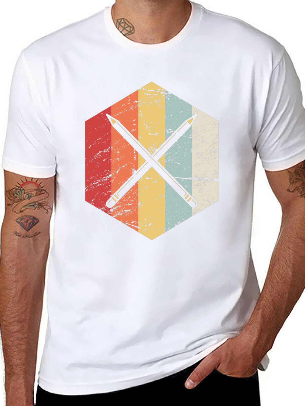 Retro Crossed Pencils Graphic T-Shirt