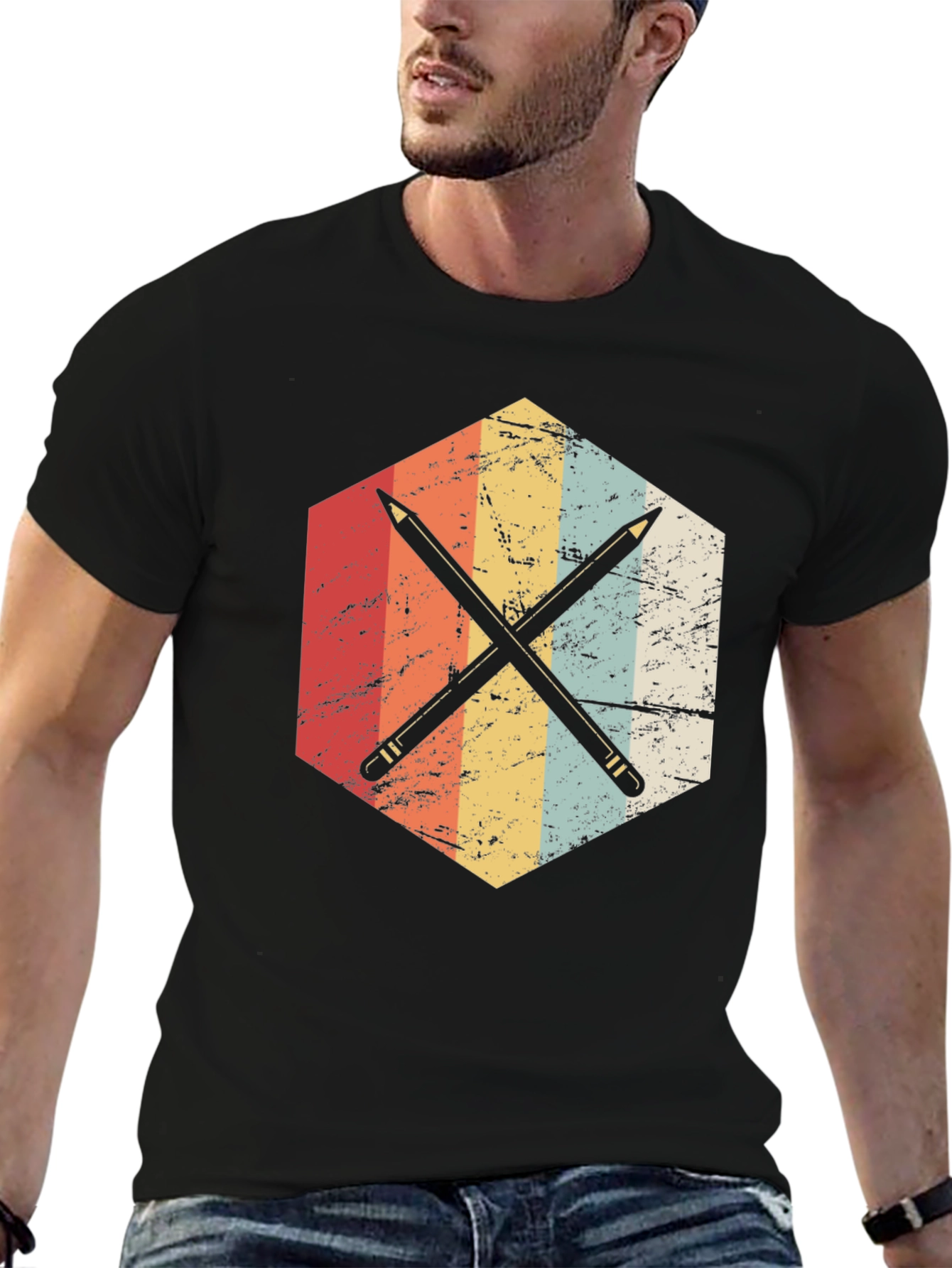 Retro Crossed Pencils Graphic T-Shirt