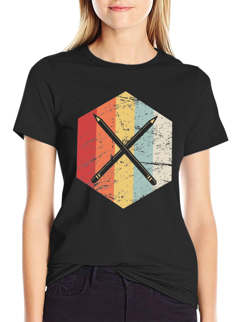 Retro Crossed Pencils Graphic T-Shirt