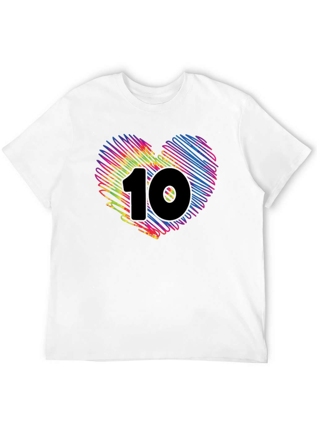 Heart 10 Graphic Tee - Black Cotton Casual Shirt