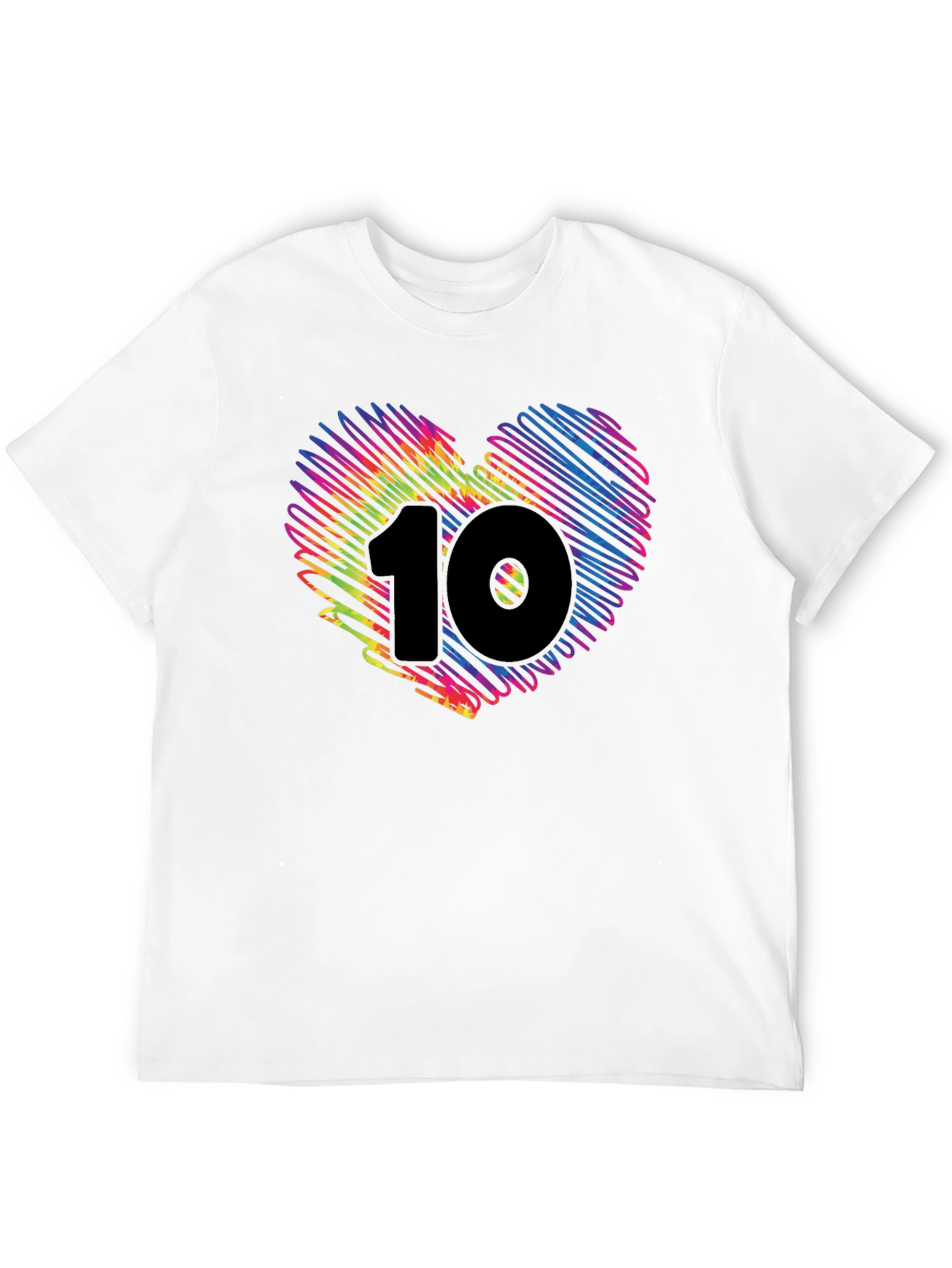 Heart 10 Graphic Tee - Black Cotton Casual Shirt