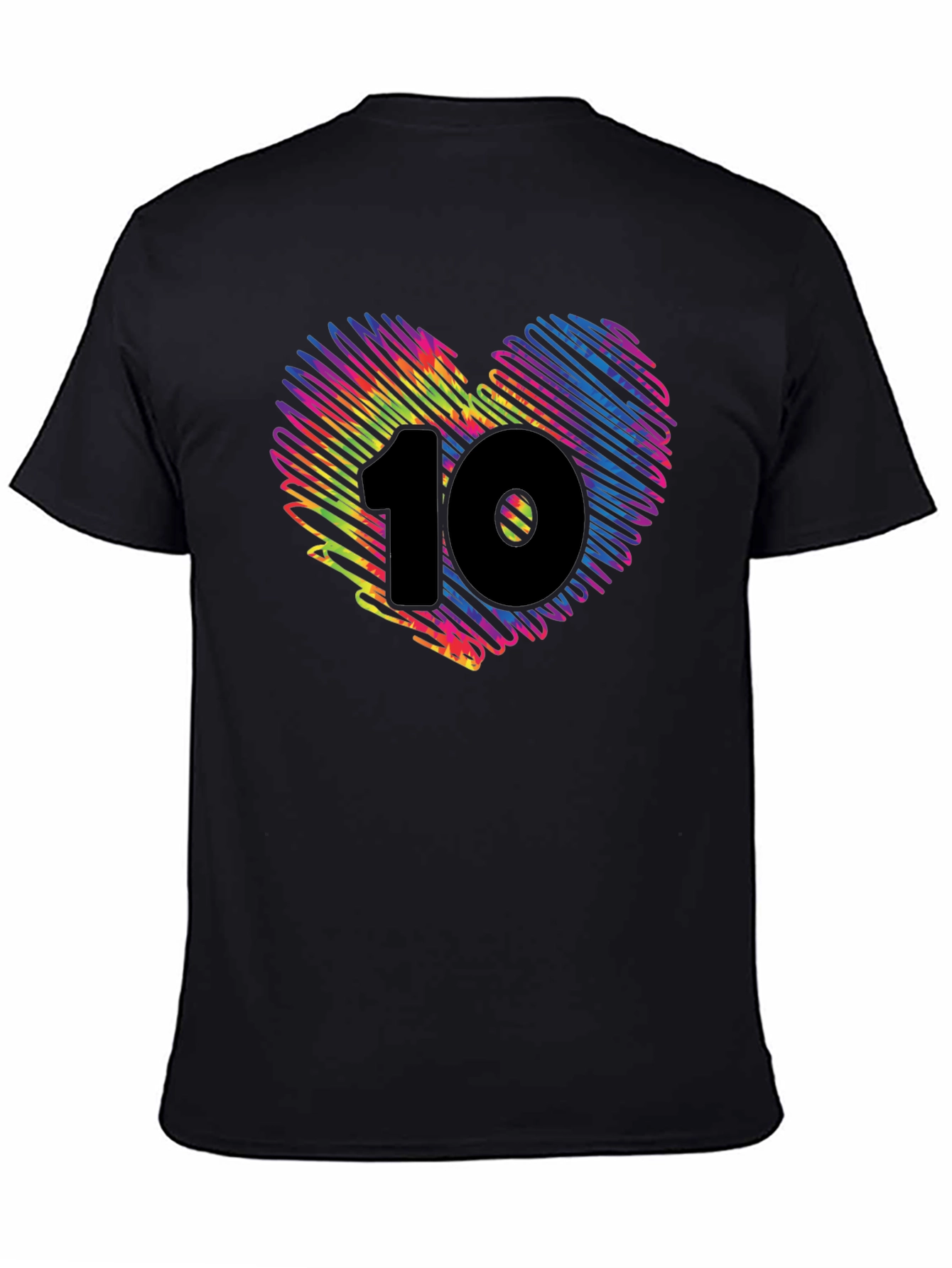 Heart 10 Graphic Tee - Black Cotton Casual Shirt