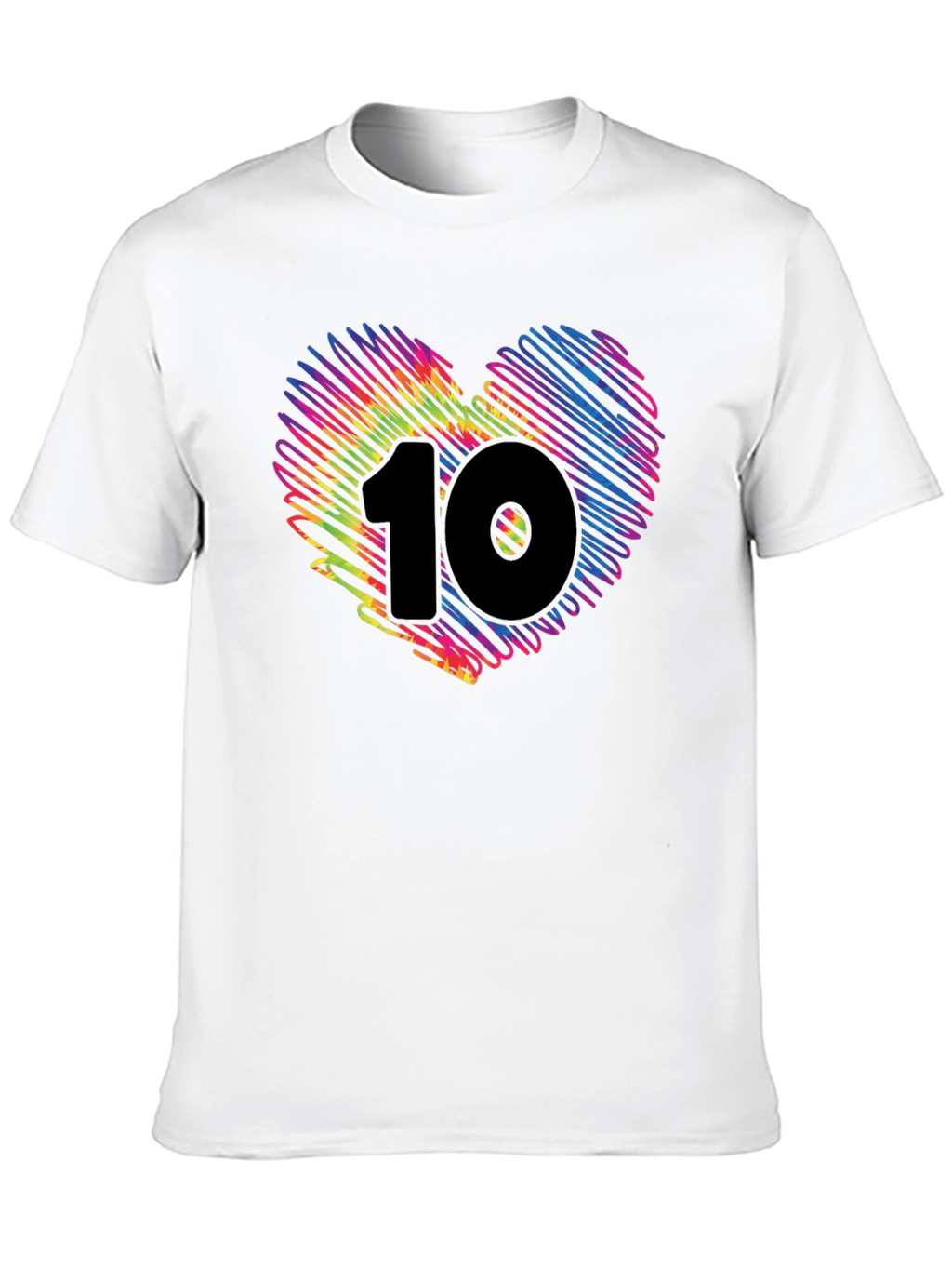 Heart 10 Graphic Tee - Black Cotton Casual Shirt