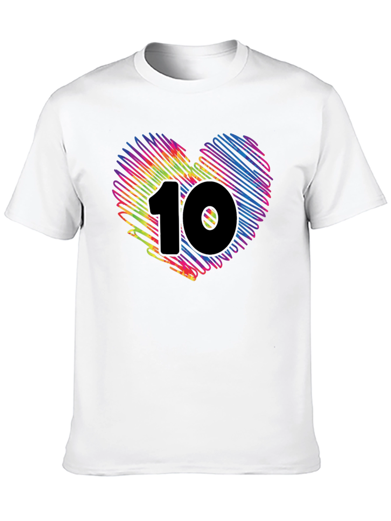 Heart 10 Graphic Tee - Black Cotton Casual Shirt