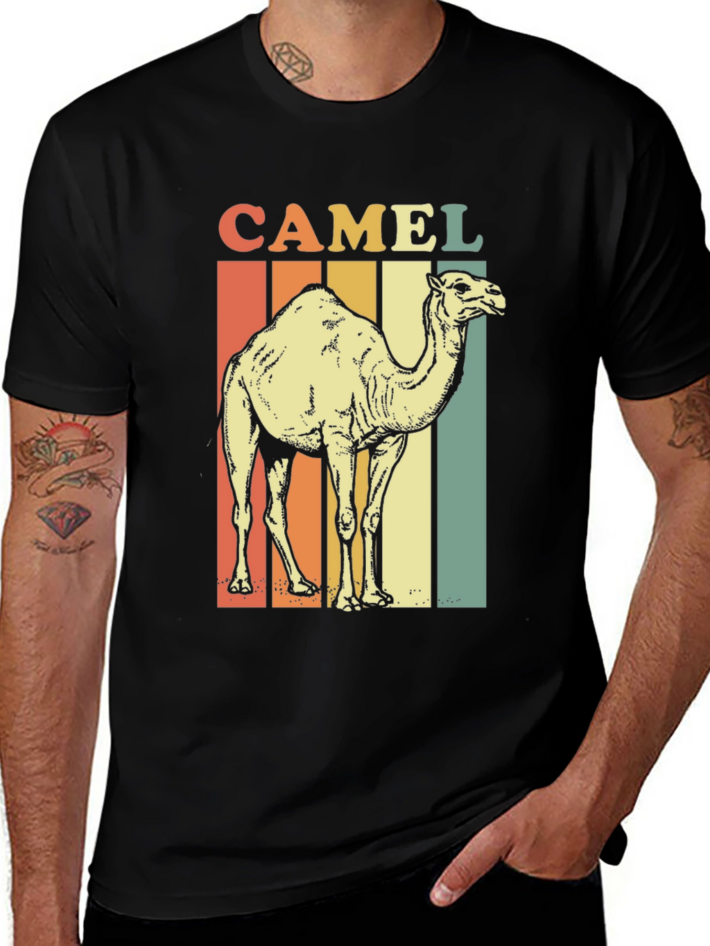 Retro Camel Graphic Tee - Unisex Black T-Shirt
