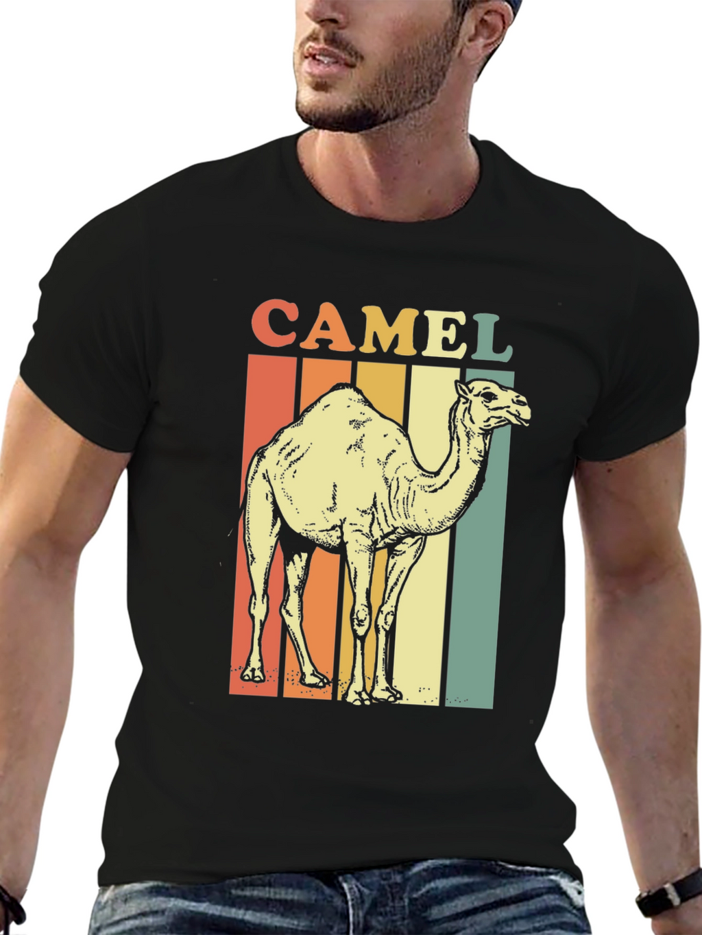 Retro Camel Graphic Tee - Unisex Black T-Shirt