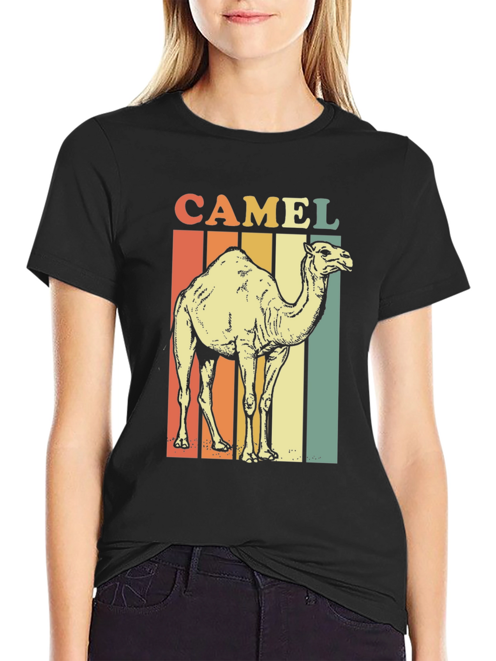 Retro Camel Graphic Tee - Unisex Black T-Shirt