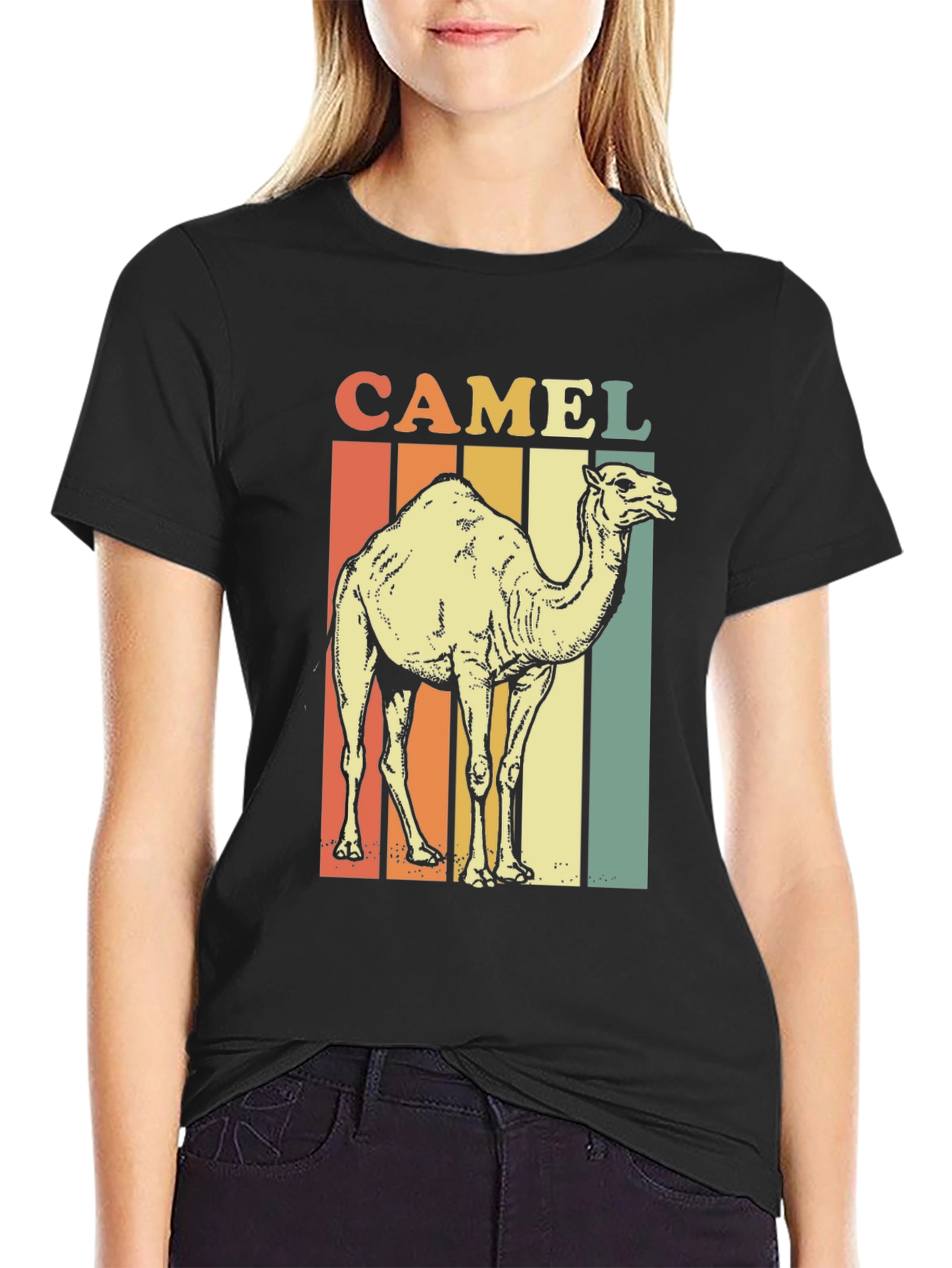 Retro Camel Graphic Tee - Unisex Black T-Shirt