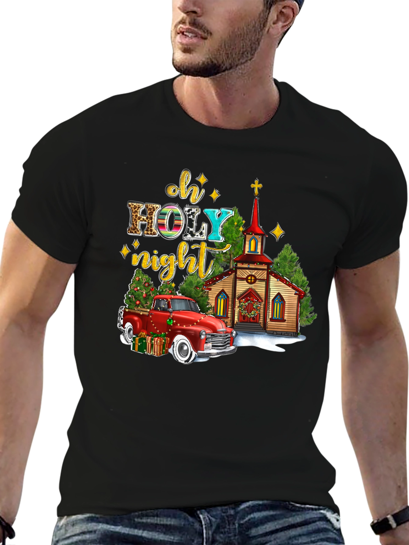 Oh Holy Night Christmas Truck T-Shirt