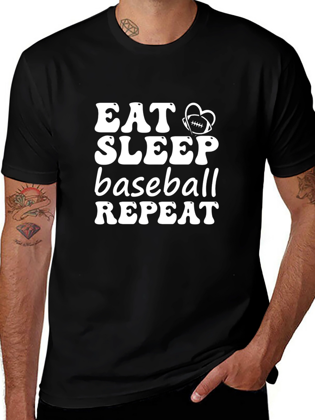 Eat Sleep Baseball Repeat Black T-Shirt
