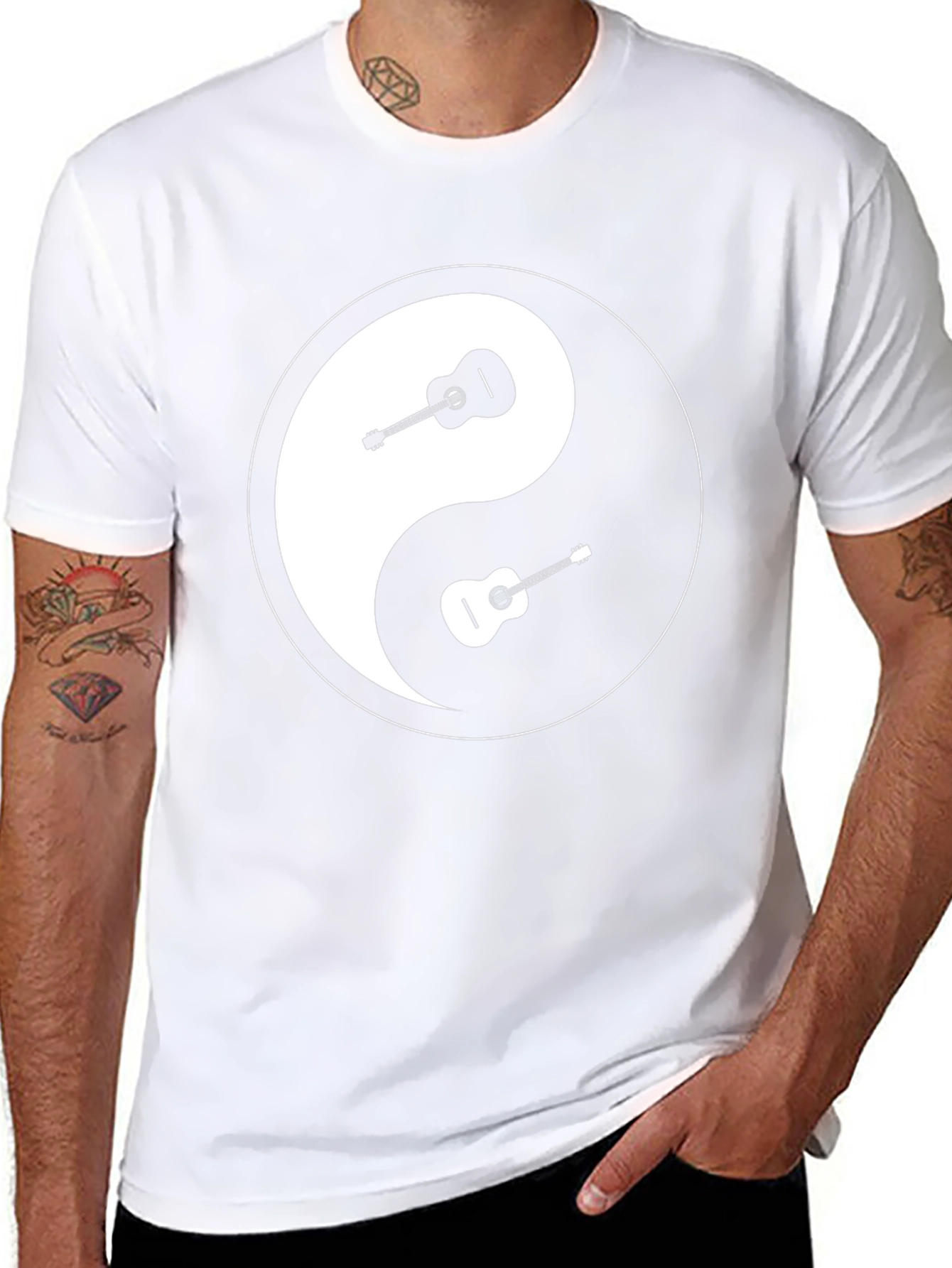Yin Yang Guitar Graphic Tee - Black