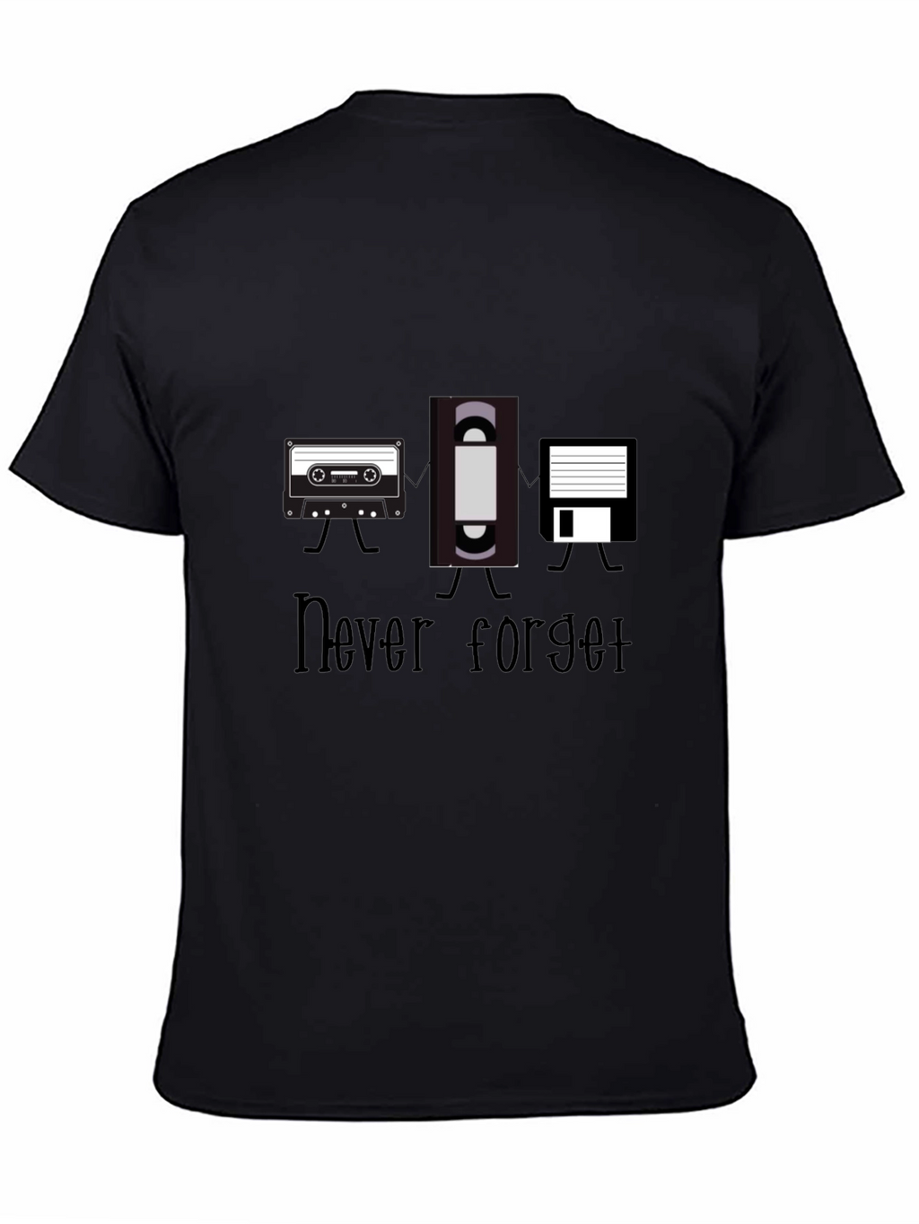 Never Forget Retro Media Black T-Shirt