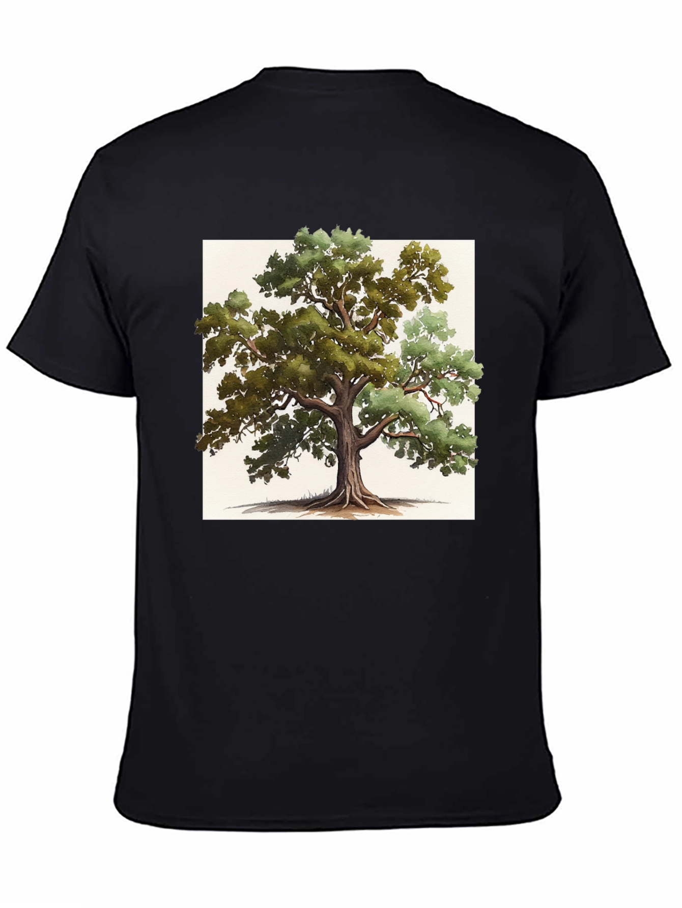 Nature-Inspired Tree Graphic Tee - Soft Black Cotton
