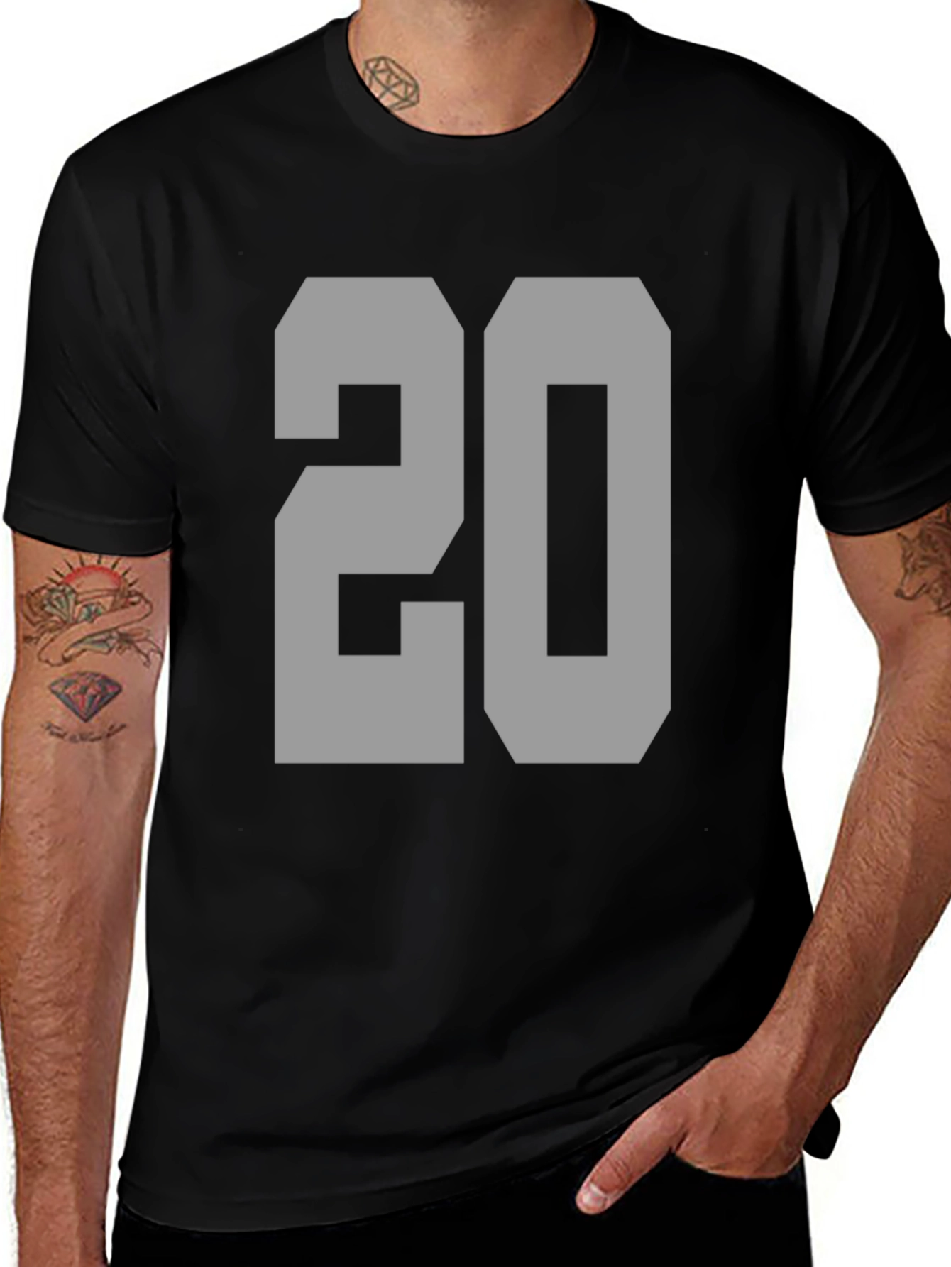 Bold Number 20 Graphic Tee - Black Casual Shirt