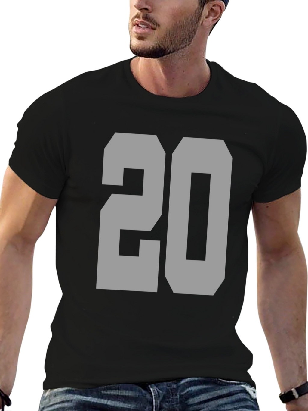 Bold Number 20 Graphic Tee - Black Casual Shirt