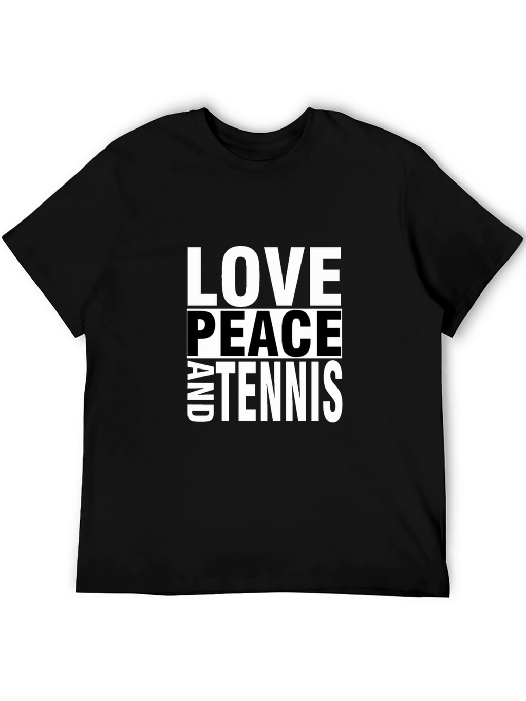 Love Peace and Tennis Black T-Shirt