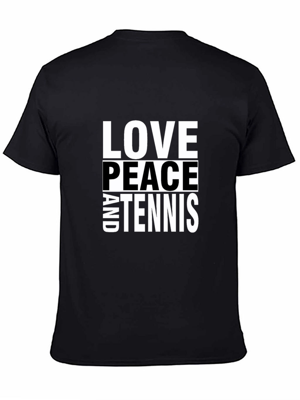 Love Peace and Tennis Black T-Shirt