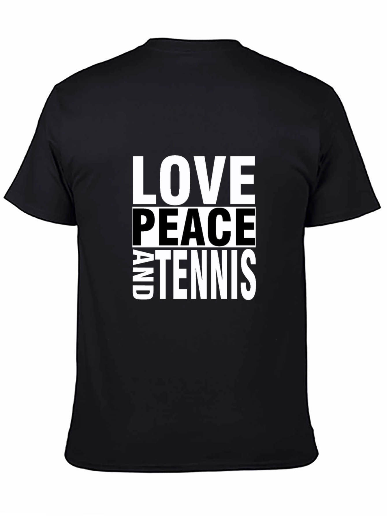 Love Peace and Tennis Black T-Shirt