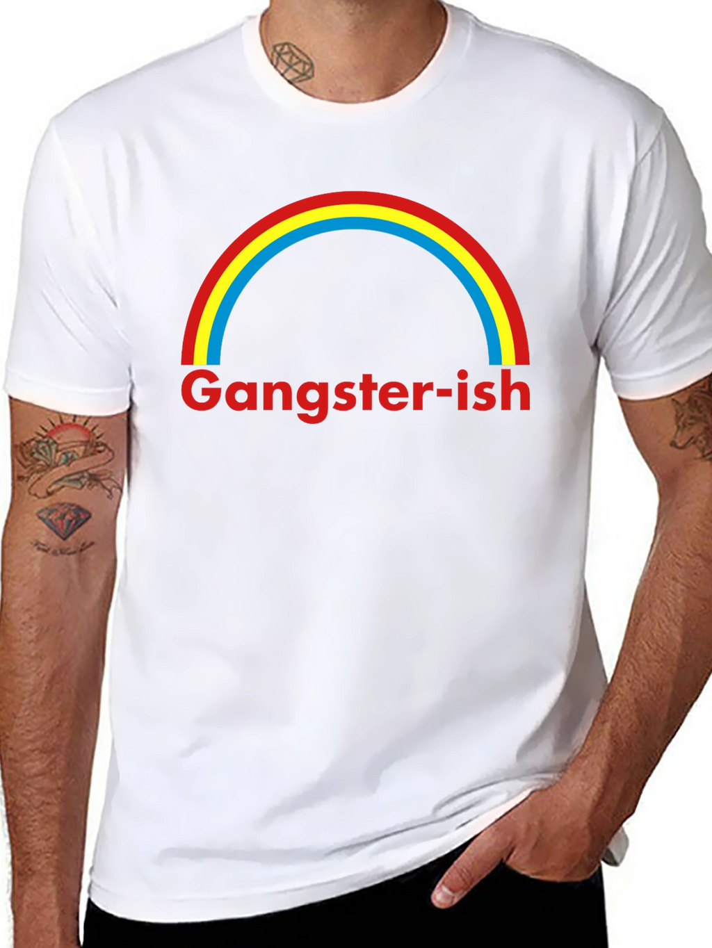 Gangster-ish Rainbow Graphic Tee - Trendy Style