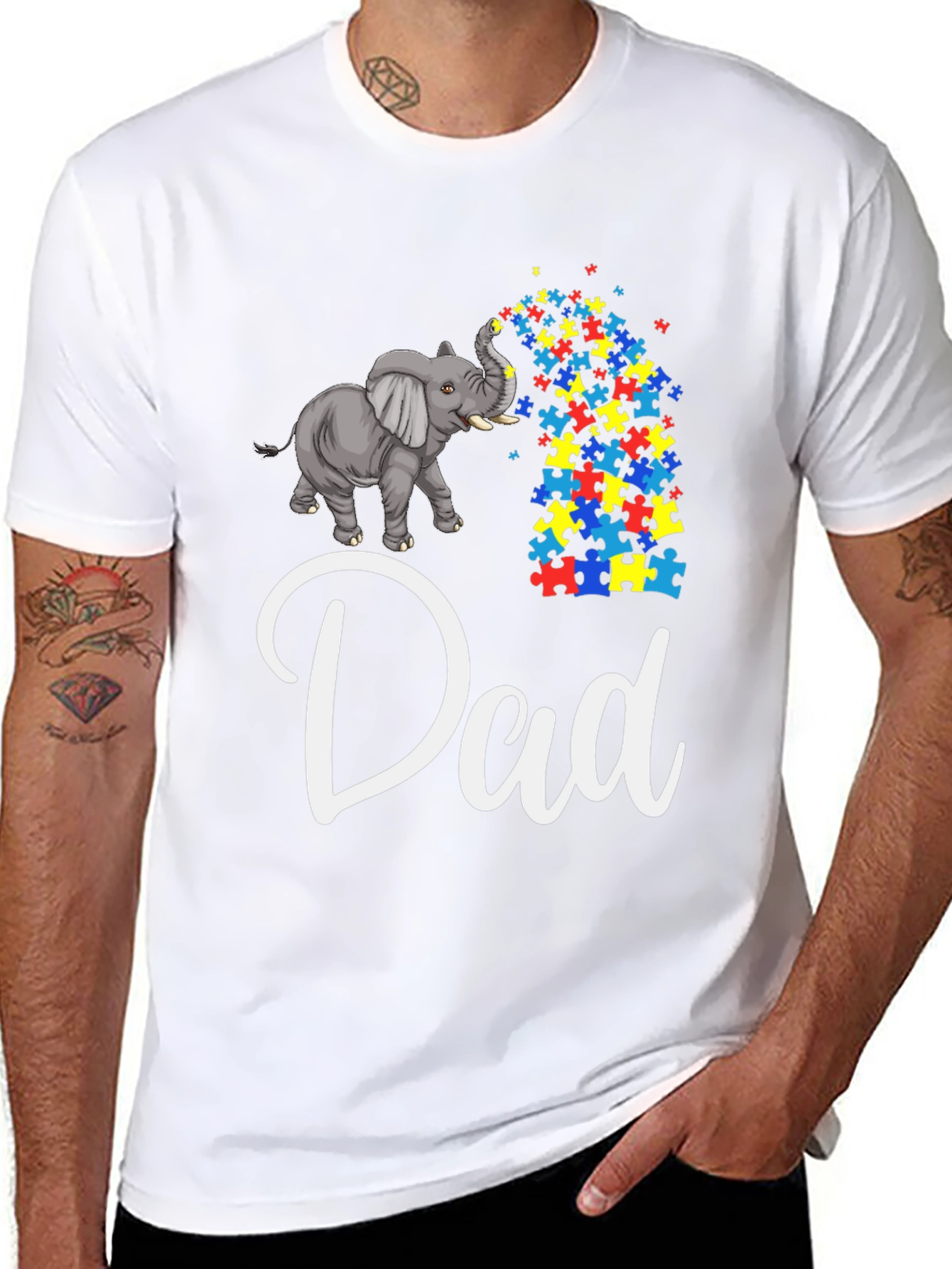 Autism Awareness Elephant Dad T-Shirt