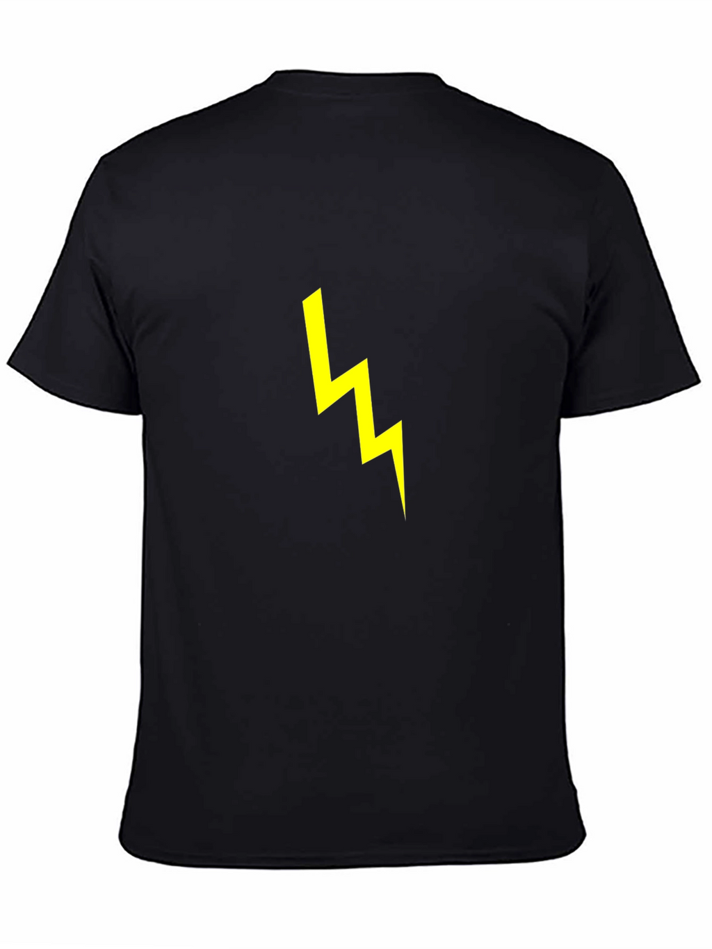 Black T-Shirt with Yellow Lightning Bolt Graphic
