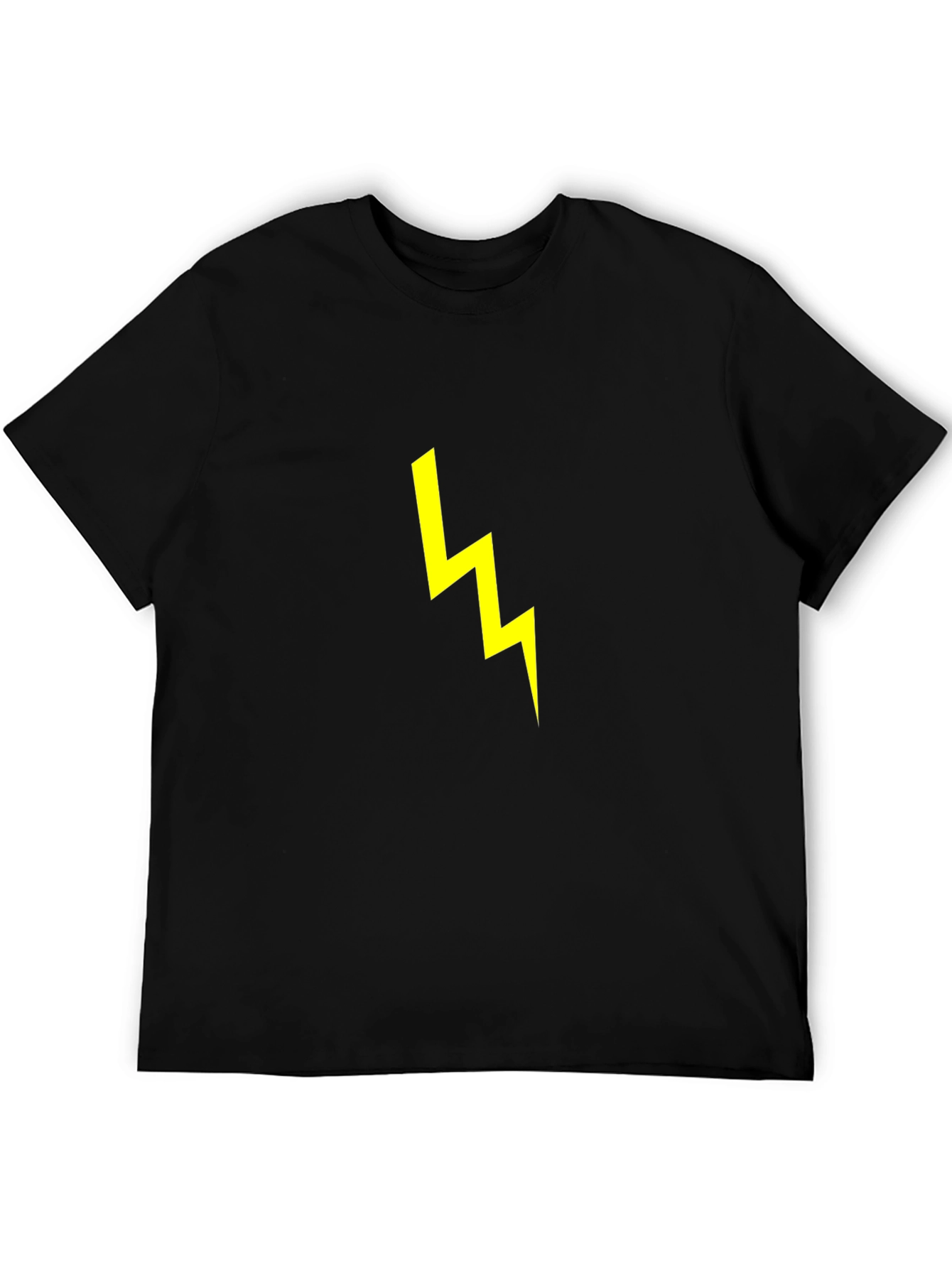Black T-Shirt with Yellow Lightning Bolt Graphic