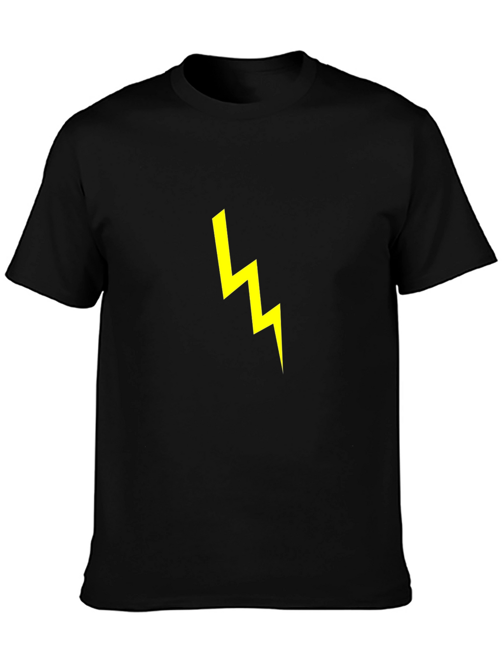 Black T-Shirt with Yellow Lightning Bolt Graphic