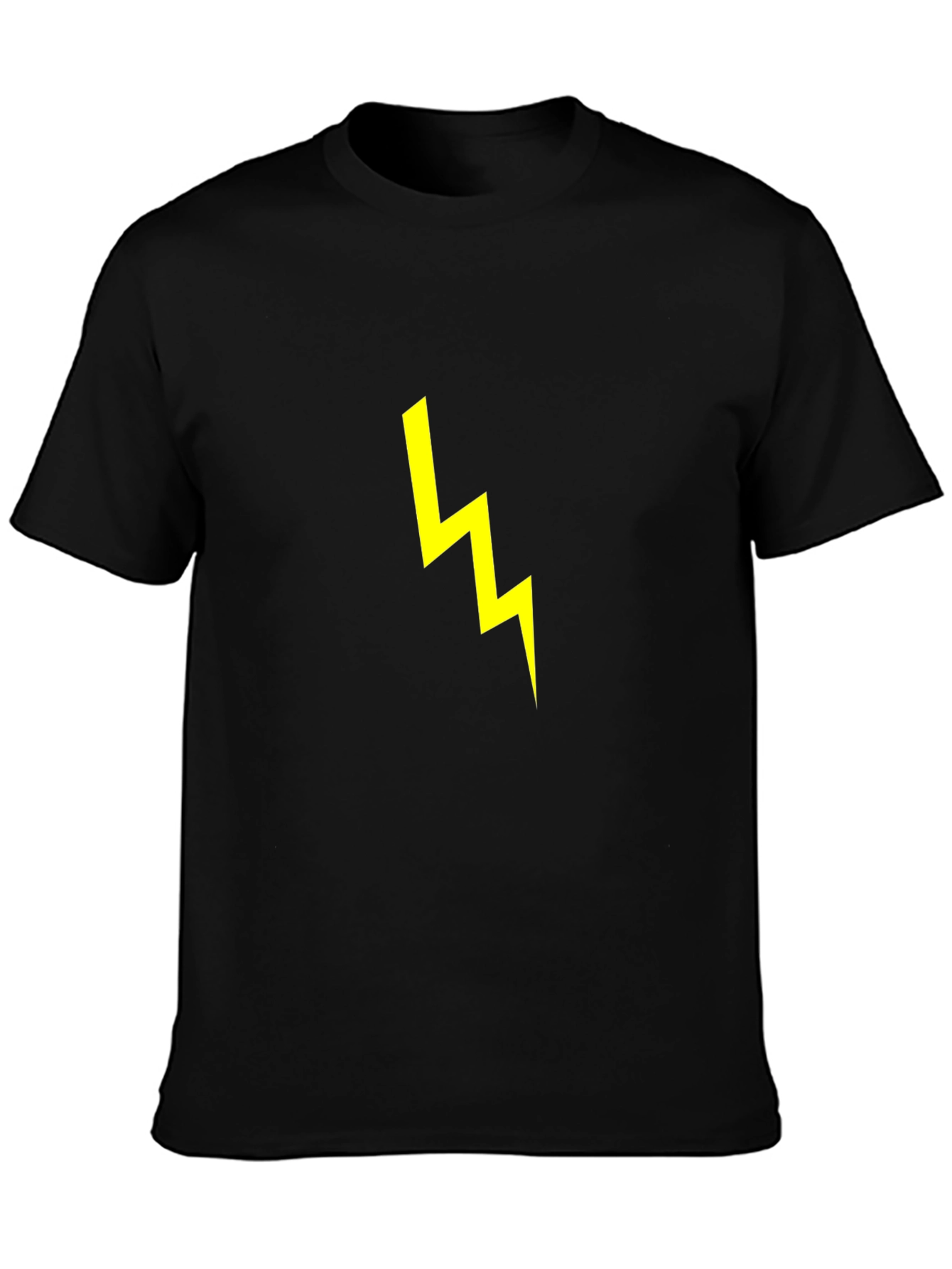 Black T-Shirt with Yellow Lightning Bolt Graphic