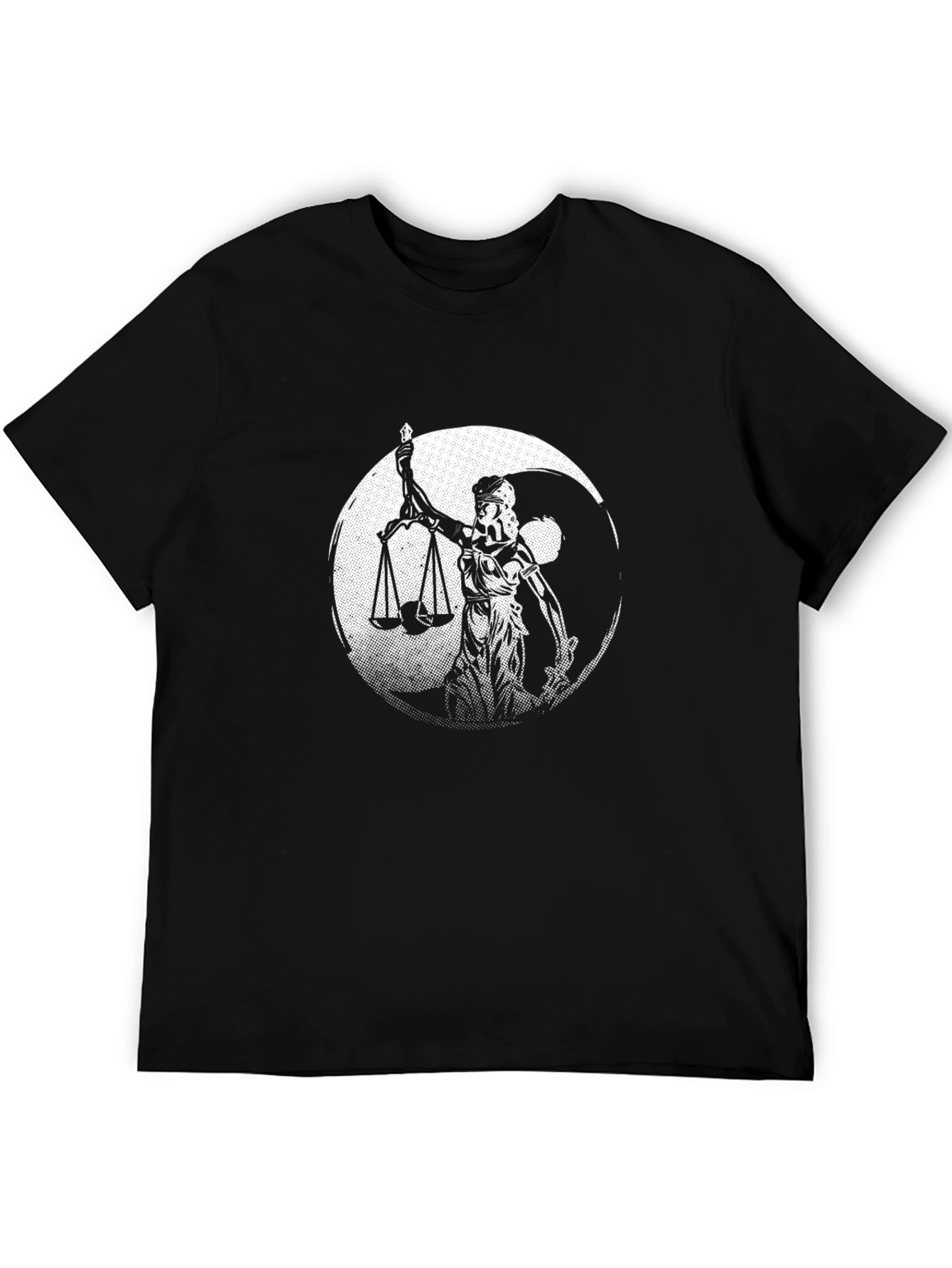 Lady Justice Yin Yang Black T-Shirt