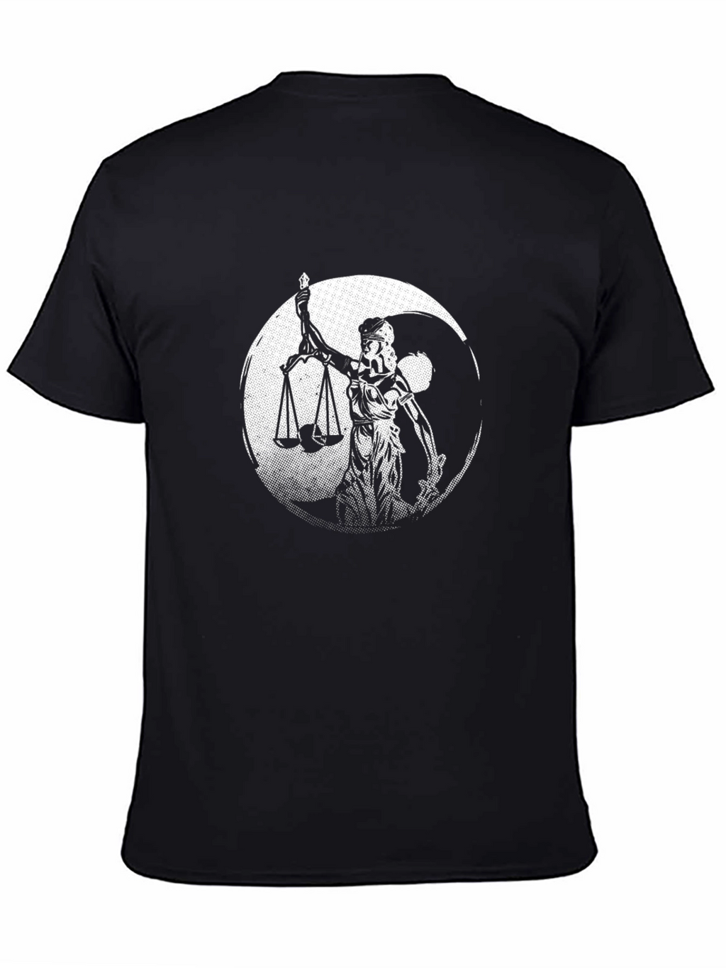 Lady Justice Yin Yang Black T-Shirt