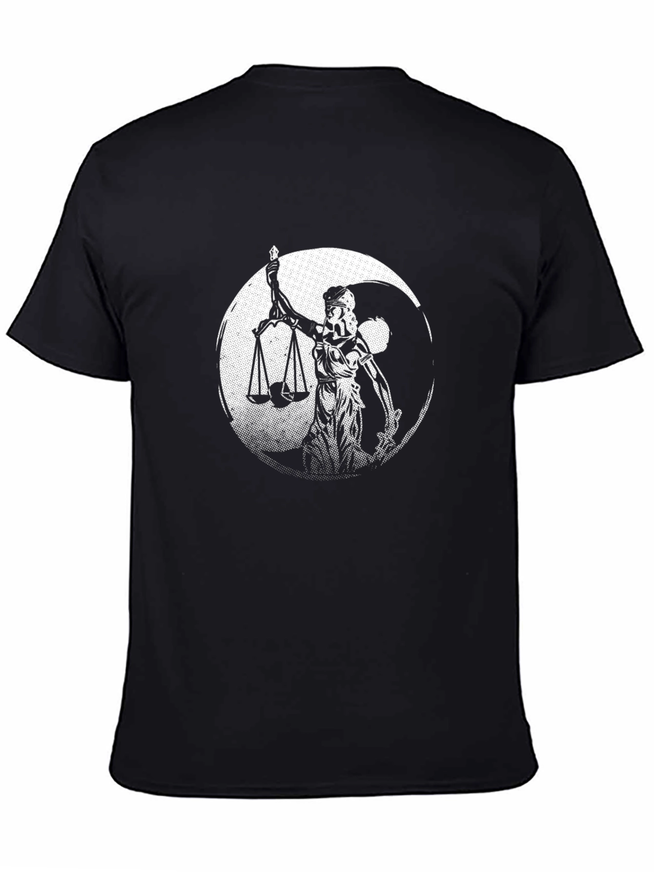 Lady Justice Yin Yang Black T-Shirt