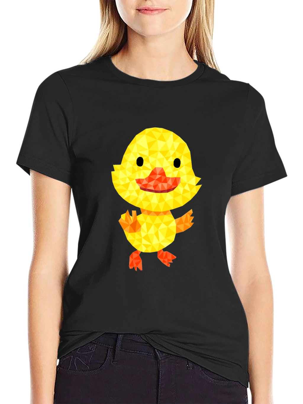 Geometric Duck Graphic Tee - Black Cotton Blend