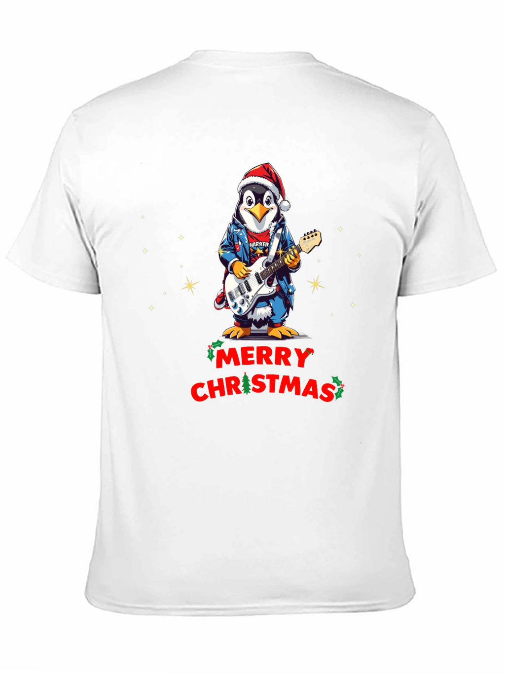 Merry Christmas Penguin Guitarist T-Shirt
