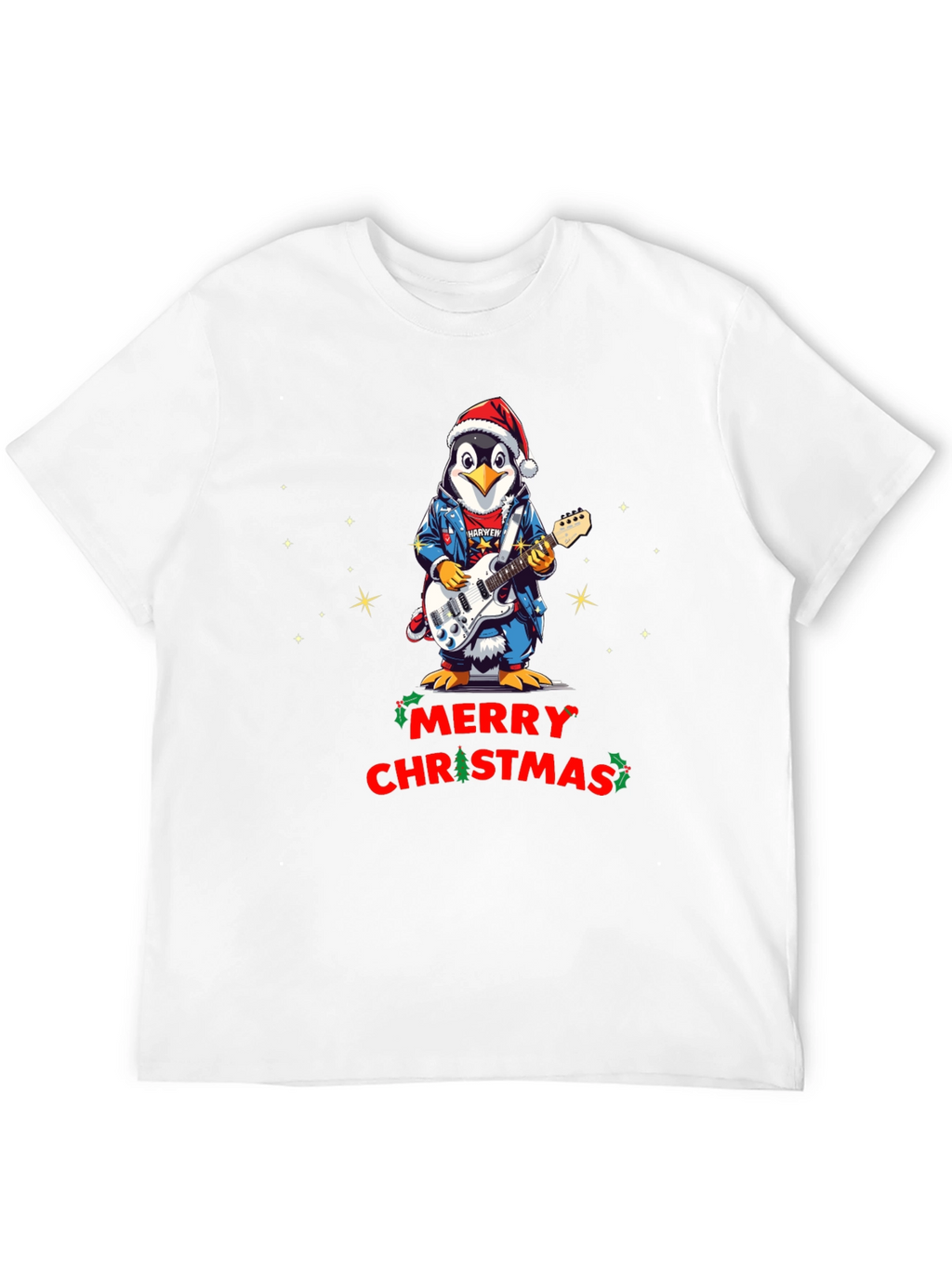 Merry Christmas Penguin Guitarist T-Shirt