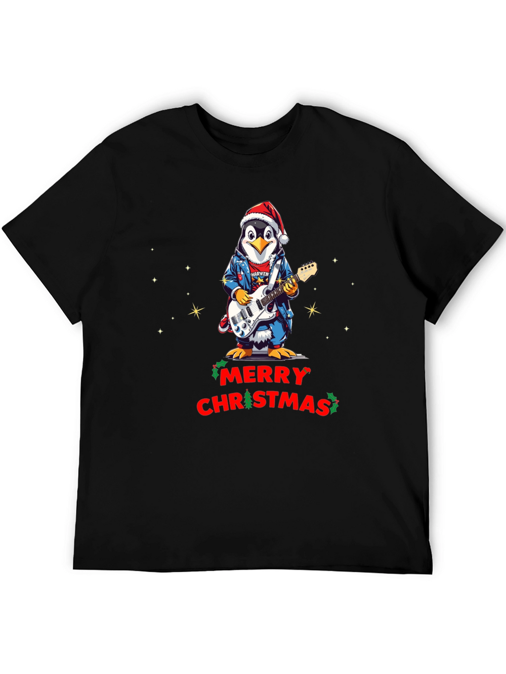Merry Christmas Penguin Guitarist T-Shirt