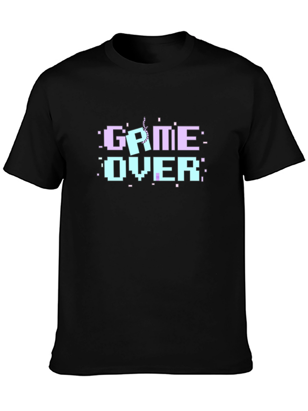 Game Over Pixel Art Black T-Shirt