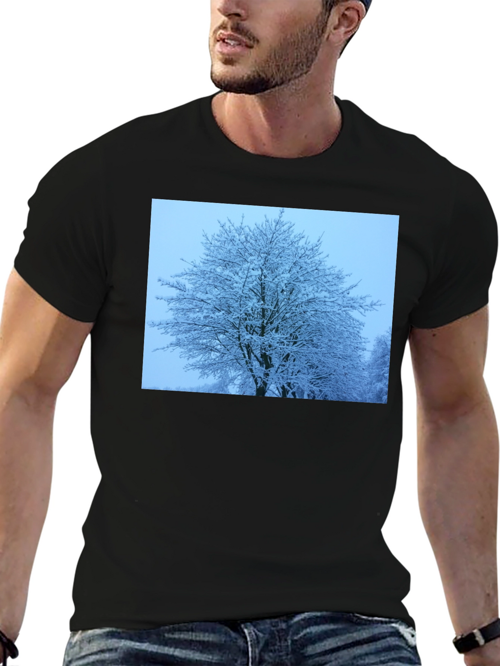 Winter Tree Graphic Tee - Soft Black Cotton