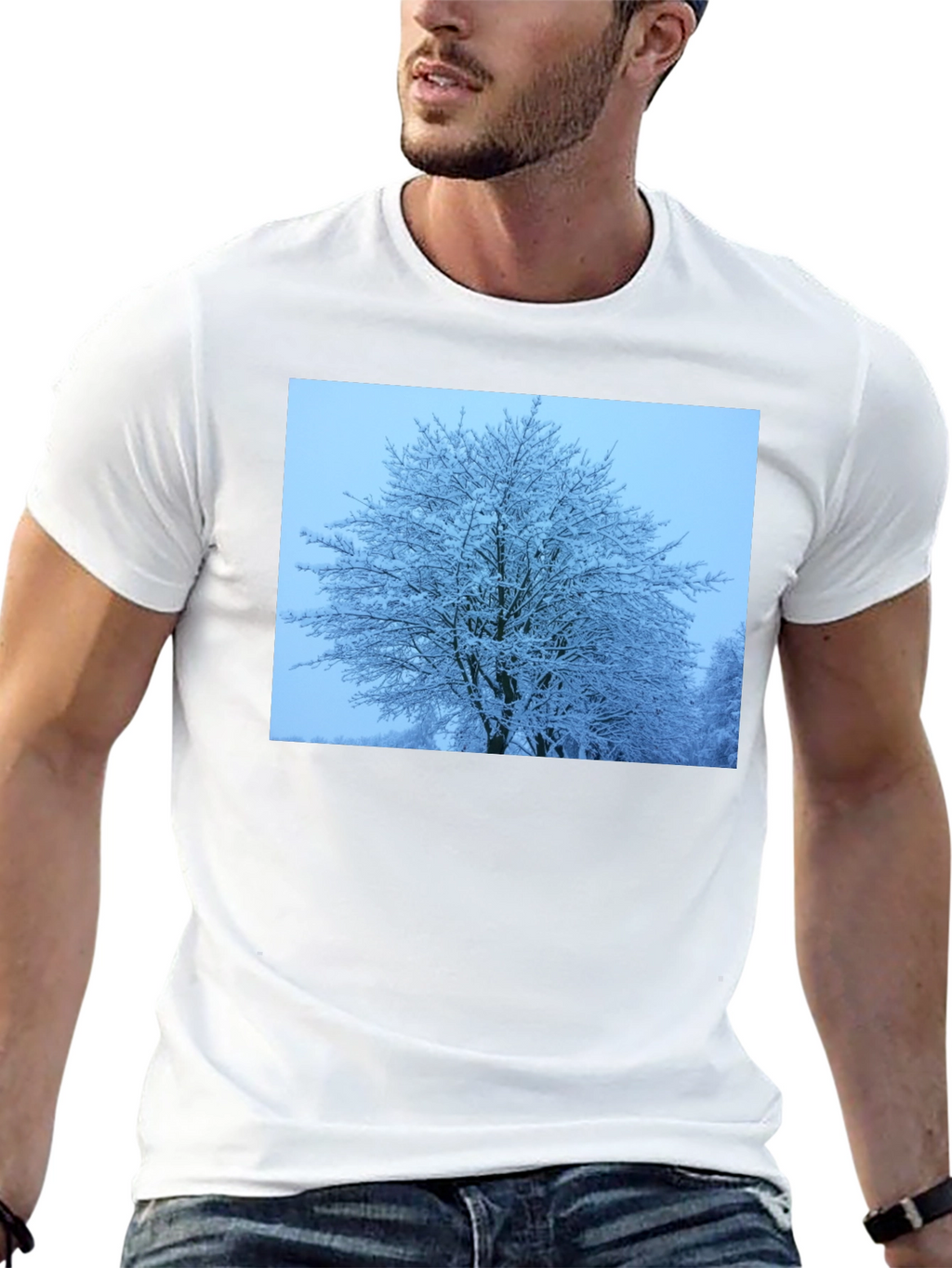 Winter Tree Graphic Tee - Soft Black Cotton