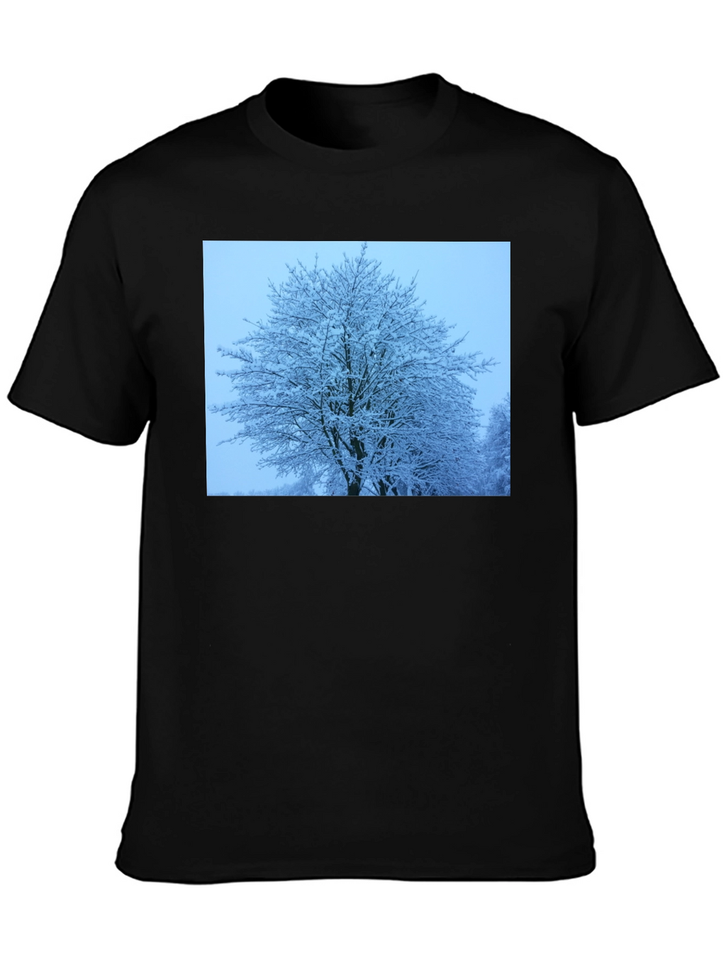 Winter Tree Graphic Tee - Soft Black Cotton