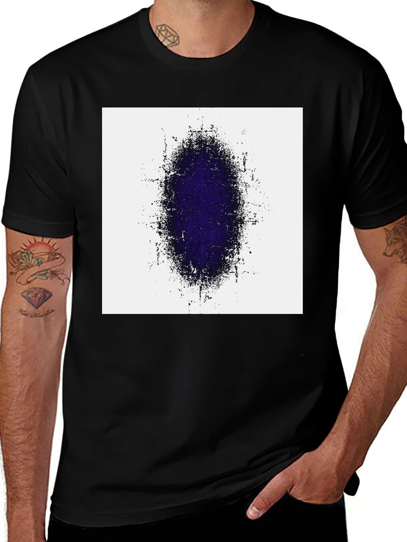 Abstract Oval Graphic Print Black T-Shirt