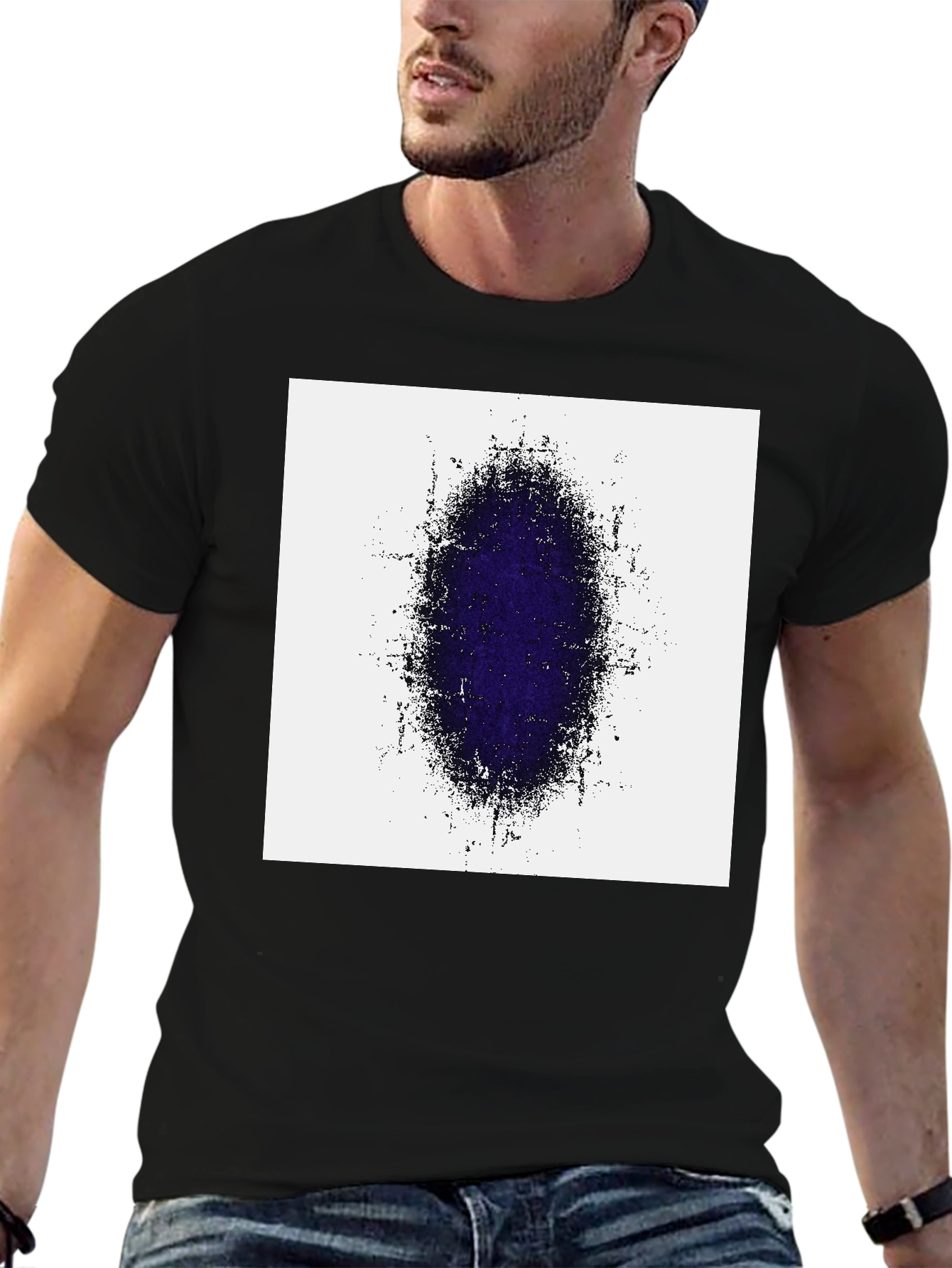 Abstract Oval Graphic Print Black T-Shirt