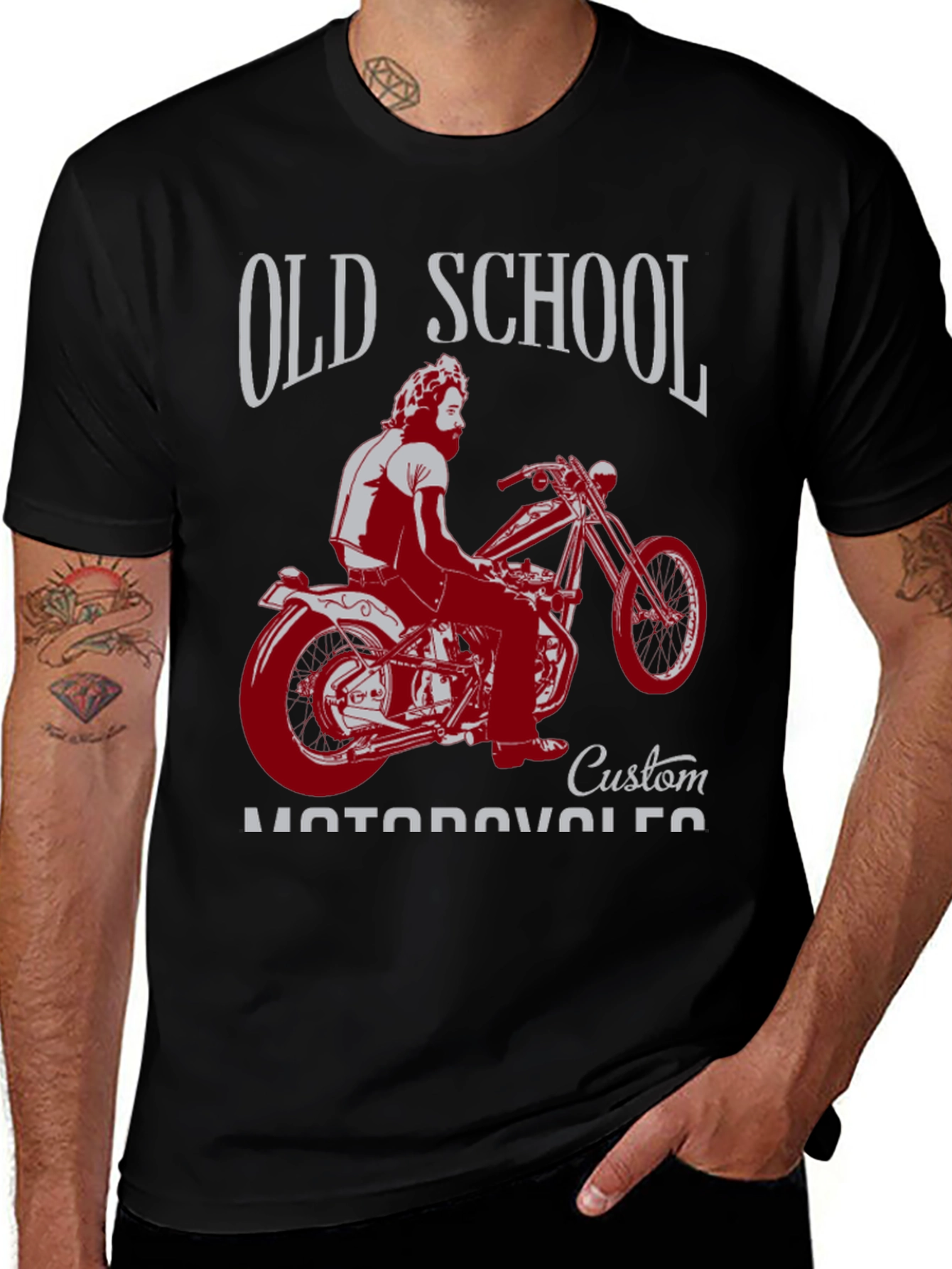 Old School Custom Motorcycle Graphic T-Shirt