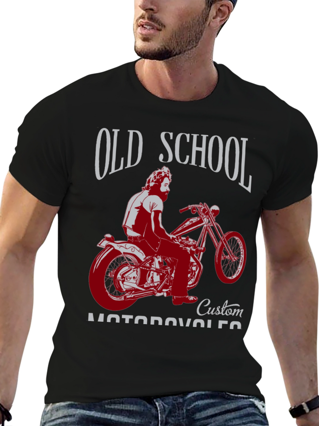 Old School Custom Motorcycle Graphic T-Shirt